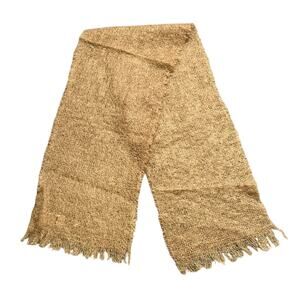 Vintage Robinson’s Mohair Wool Scarf Tan Woven Fringe Made in Scotland 46” x 9”